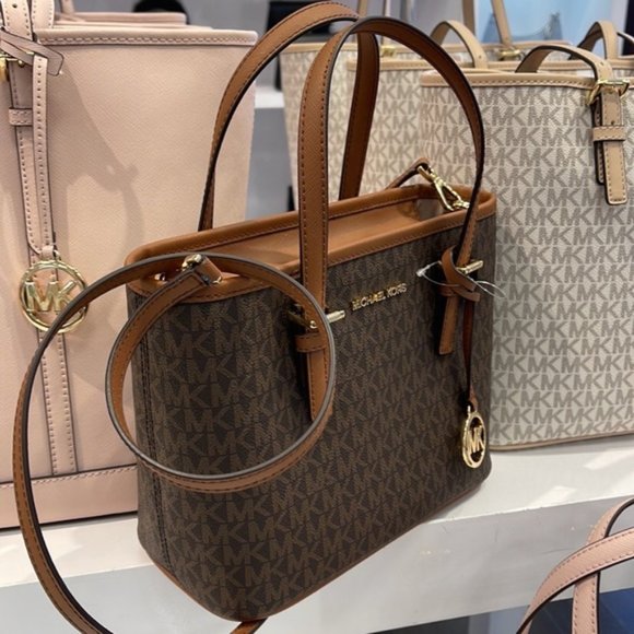 Michael Kors Jet Set Travel XS Carryall Tote Top Zip Tote Brown - Picture 8 of 16